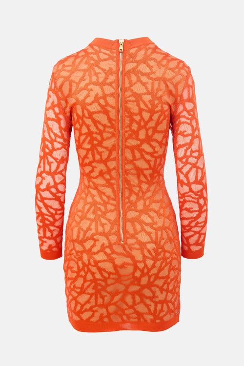 Balmain Knit Mesh Patterned Dress