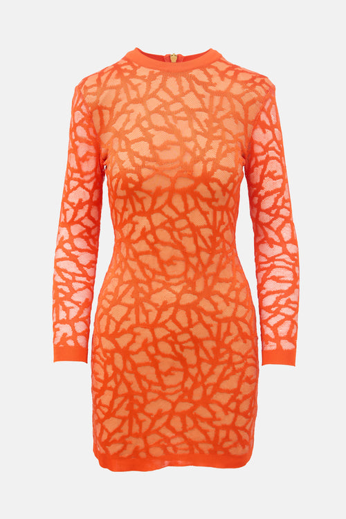 Balmain Knit Mesh Patterned Dress