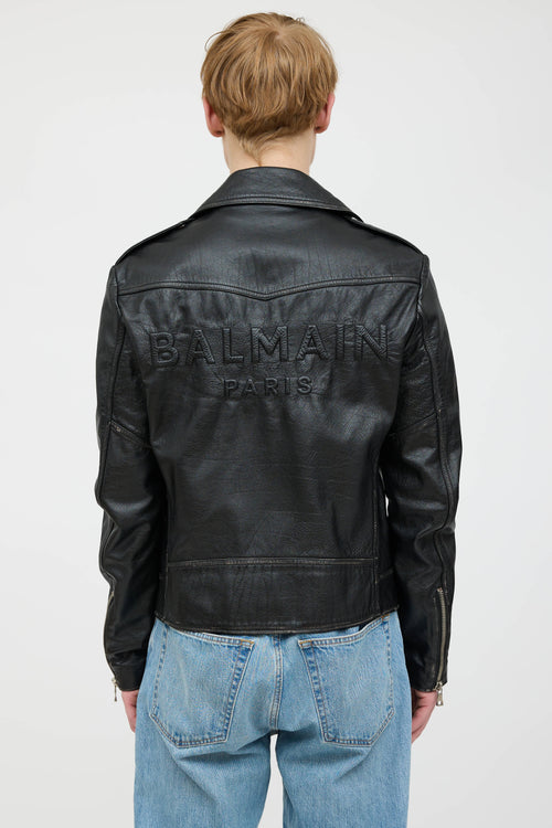 Balmain Leather Logo Jacket