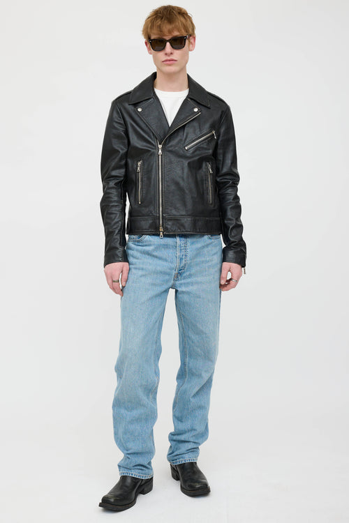 Balmain Leather Logo Jacket