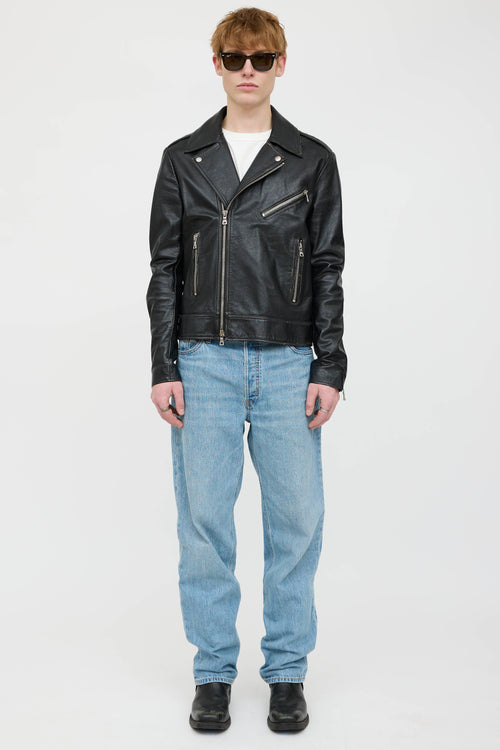 Balmain Leather Logo Jacket