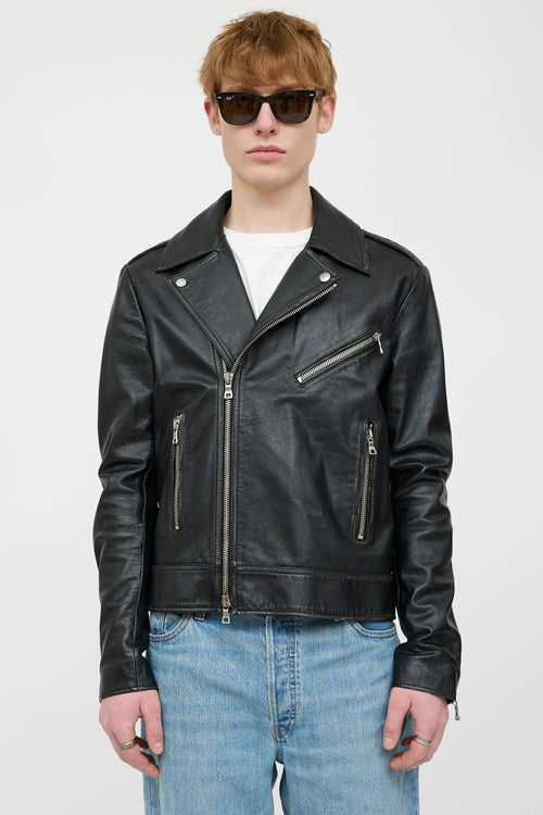 Balmain Leather Logo Jacket