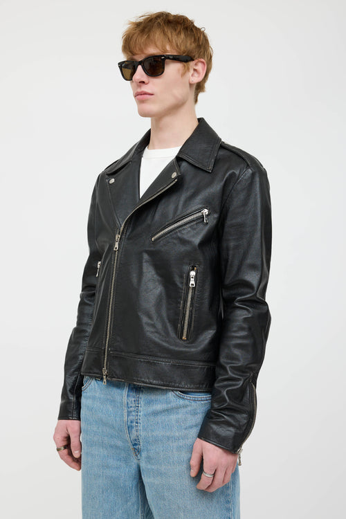 Balmain Leather Logo Jacket