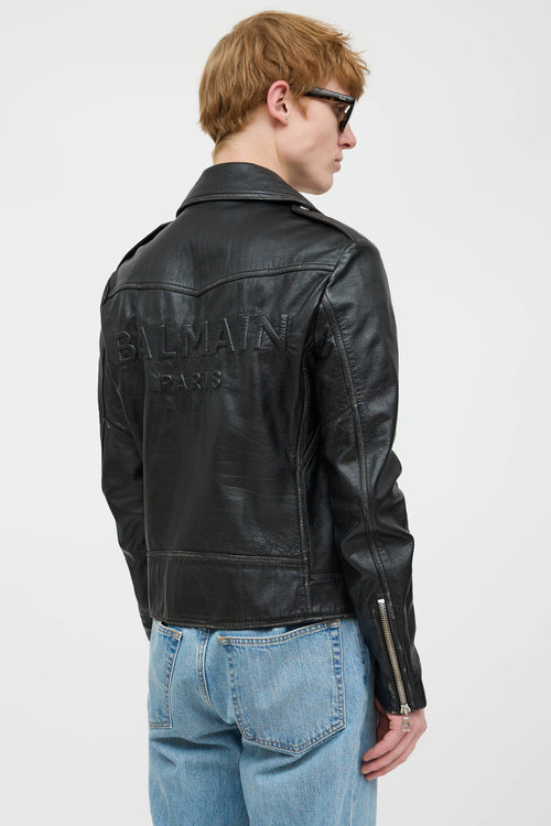 Balmain Leather Logo Jacket