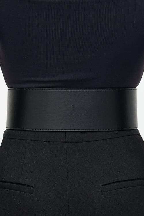 Balmain Leather B Buckle Wide Belt