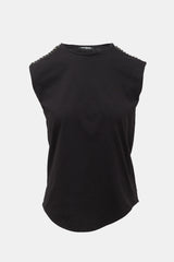 Balmain Leather & Chain Link Epaulette Tank Top