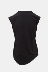 Balmain Leather & Chain Link Epaulette Tank Top