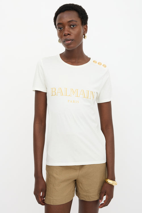 Balmain Logo Button T-Shirt