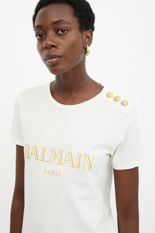 Balmain Logo Button T-Shirt