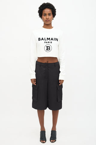 Balmain Logo Cropped Sweatshirt