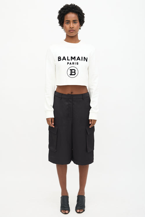 Balmain Logo Cropped Sweatshirt