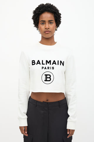 Balmain Logo Cropped Sweatshirt