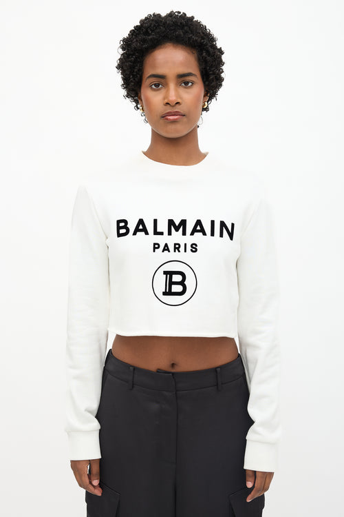 Balmain Logo Cropped Sweatshirt