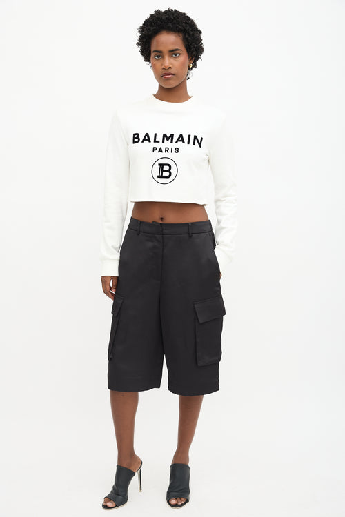 Balmain Logo Cropped Sweatshirt