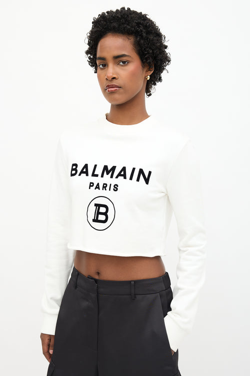 Balmain Logo Cropped Sweatshirt