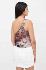 Balmain Mesh Ruched Printed Top