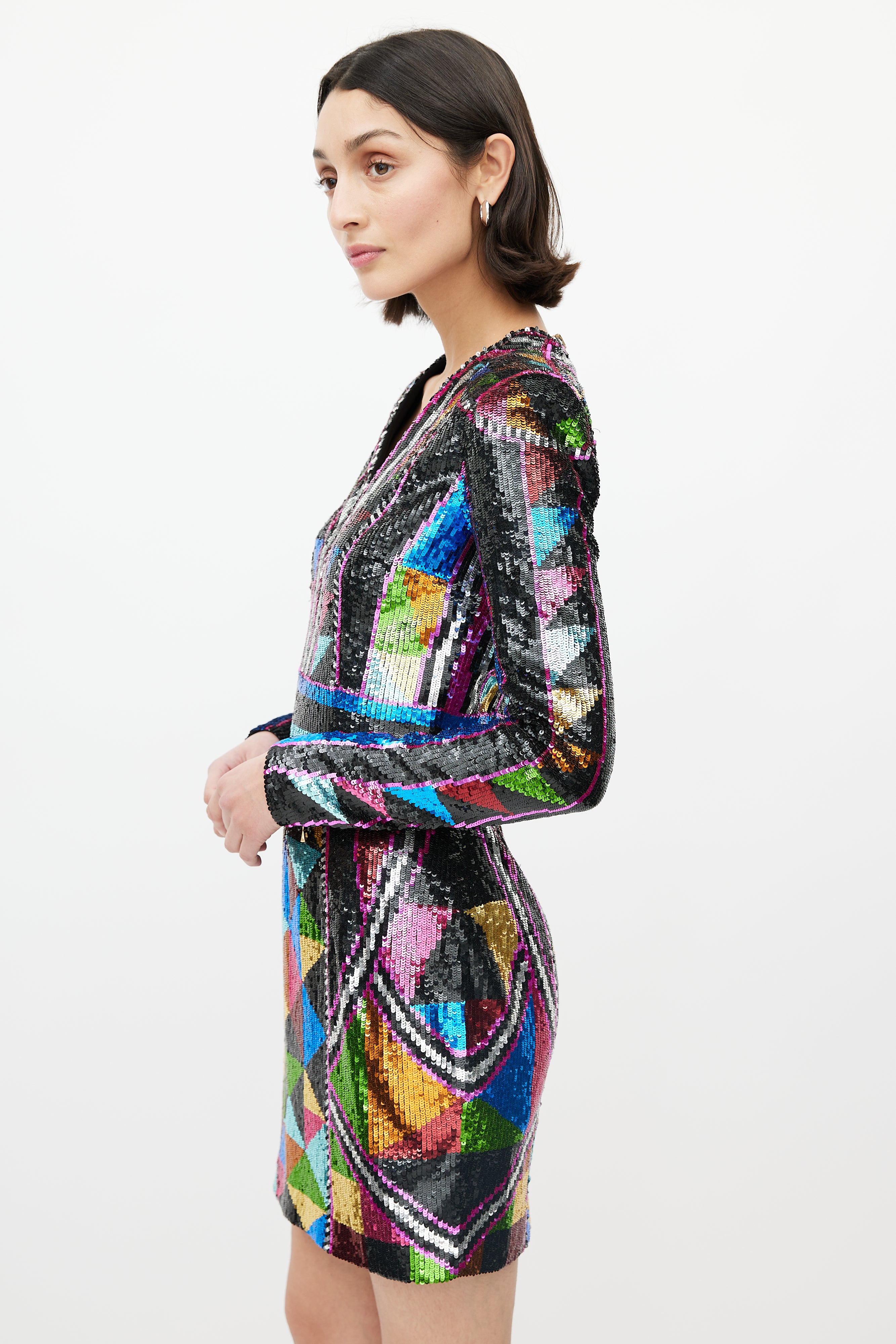 Balmain // Multicolour Sequin V-Neck Dress – VSP Consignment