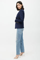 Balmain Navy & Gold Wool Blazer