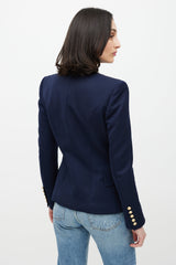 Balmain Navy & Gold Wool Blazer