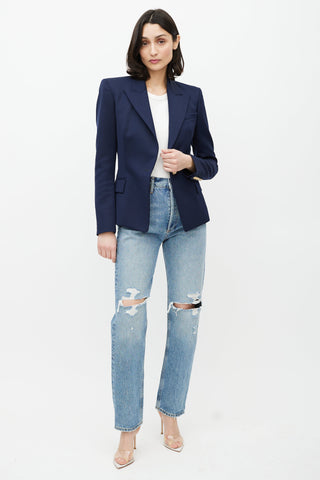 Balmain Navy & Gold Wool Blazer