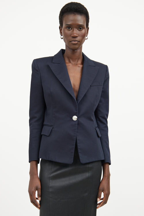 Balmain Navy Button Fitted Blazer Jacket