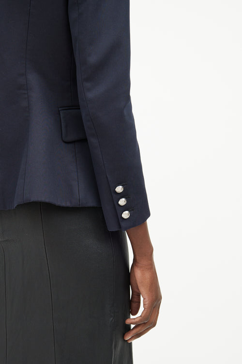 Balmain Navy Button Fitted Blazer Jacket