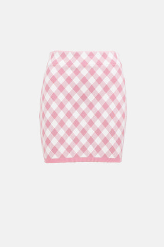 Balmain Knit Checkered Mini Skirt