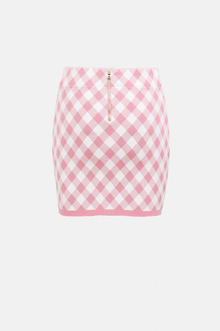 Balmain Knit Checkered Mini Skirt