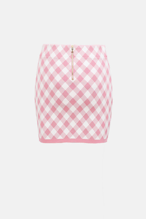 Balmain Knit Checkered Mini Skirt