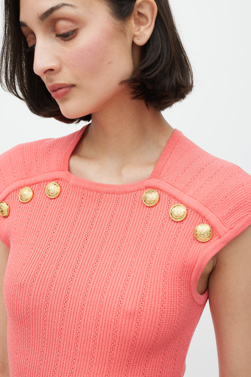 Balmain Pink & Gold Knit Top