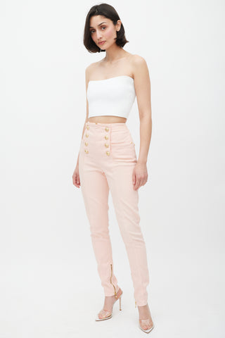 Balmain Pink & Gold Skinny Jeans