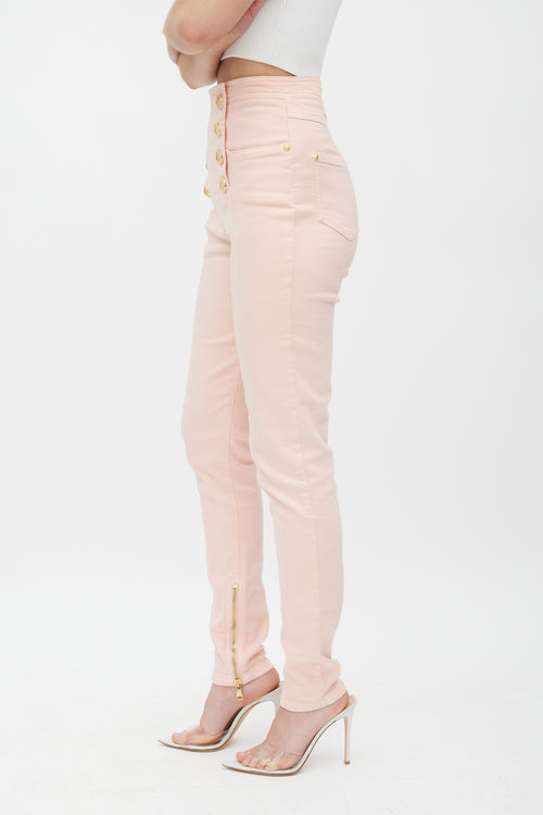 Balmain Pink & Gold Skinny Jeans