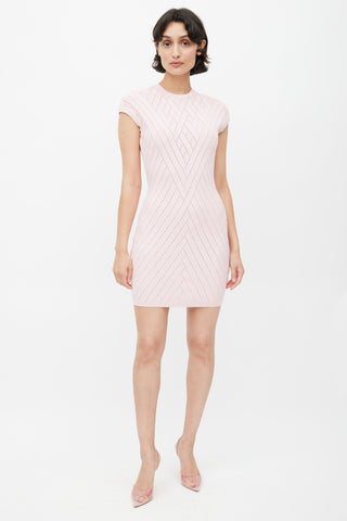 Balmain Pink Knit Fitted Dress