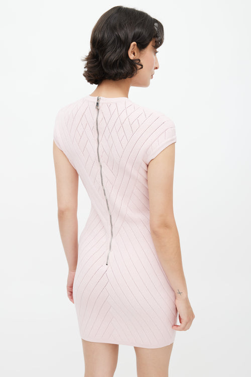 Balmain Pink Knit Fitted Dress