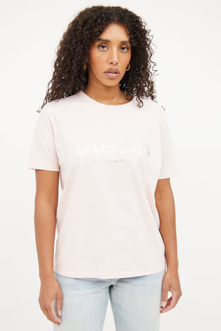 Balmain Pink & Silver Logo T-shirt