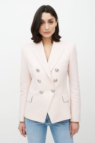 Balmain Pink & Silver Double Breasted Wool Blazer