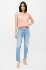 Balmain Pink & Silver Sleeveless Logo Top