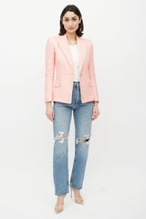 Balmain Pink & Silver Woven Blazer