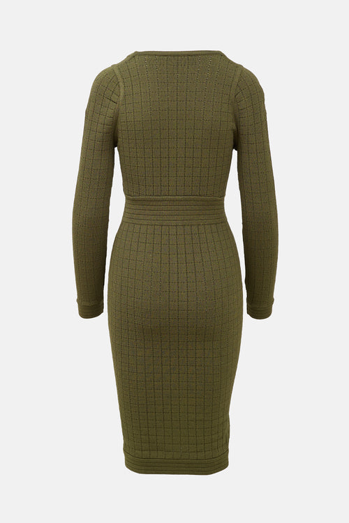 Balmain Pointelle Knit Zip Dress
