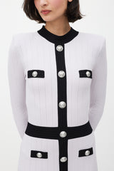 Balmain Purple & Black Ribbed Dress