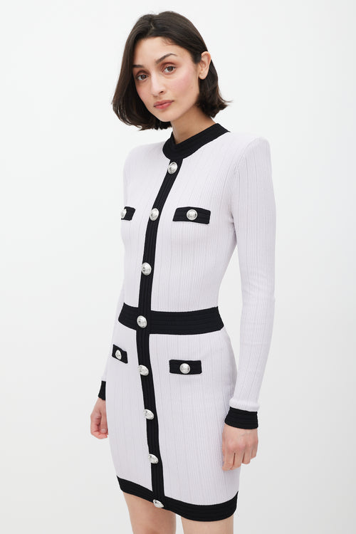 Balmain Purple & Black Ribbed Dress