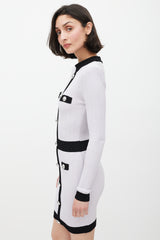 Balmain Purple & Black Ribbed Dress