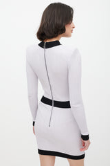 Balmain Purple & Black Ribbed Dress