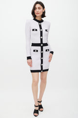 Balmain Purple & Black Ribbed Dress