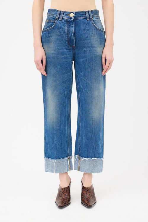 Balmain Raw Cuffed Jeans