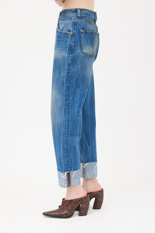 Balmain Raw Cuffed Jeans