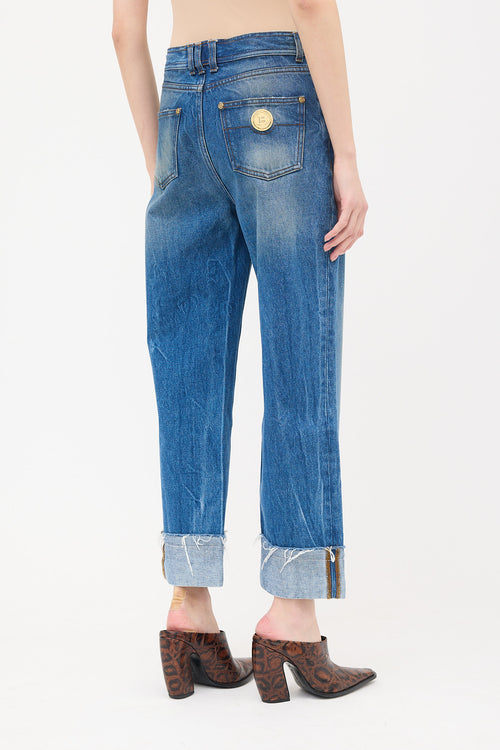 Balmain Raw Cuffed Jeans