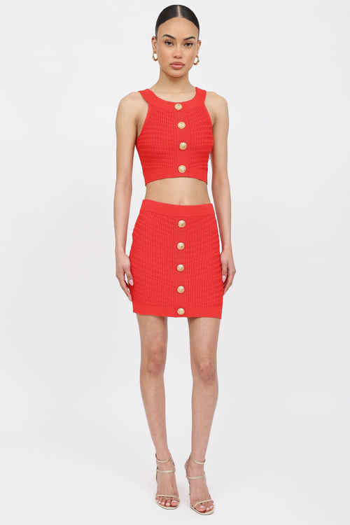 Balmain Knit Button Skirt