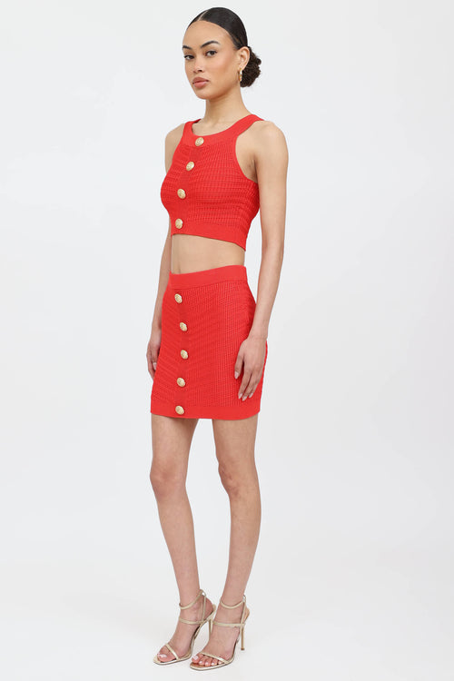 Balmain Knit Button Skirt