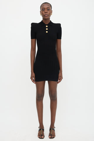 Balmain Ribbed Knit Polo Dress